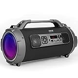Wireless Portable Bluetooth Boombox Speaker - 500W Rechargeable Boom Box Speaker Portable Barrel Loud Stereo System With AUX Input, USB/SD, 1/4' In, Fm Radio, 4' Subwoofer, DJ Lights - Pyle PBMKRG155