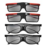 BOBLOV DLP Link 3D Glasses Active 4Pcs Family Pack 3D Shutter Eyewear for Adults and Kids for All 3D DLP Projectors Can't Compatible with Epson, Sony Projectors