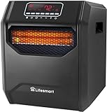 LifeSmart infrared Heater, High Power 1,500 Watt 6 Quartz Element Infrared Large Room 3 Mode Programmable, Space Heater, Amish heater with Remote and Digital Display
