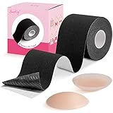 Boob Tape, Boobytape for Breast Lift, Bob Tape for Large Breast, Breathable Push Up Tape, Waterproof & Sweatproof Body Tape, Used Along with 1-Pair Reusable Silicone Covers Nude