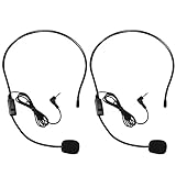 VOVIGGOL 2Pcs Microphone Headset Mic, Flexible Wired Boom for Voice Amplifier, 3.5mm Connector Jack Headset Microphone for Singing, Speaking, Teachers, Coaches, Presentations, Seniors and More