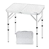Yriuat Folding Camping Table 2ft Portable Pinic Table Adjustable Height Table Small Card Table Aluminum Foldable Lightweight with Carry Handle for Outdoor Indoor Hiking Camp BBQ Beach
