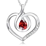 Agvana January Birthstone Jewelry Garnet Necklace Valentines Day Gifts for Her Sterling Silver Forever Love Infinity Heart Pendant Necklace Anniversary Birthday Gifts for Women Girls Wife Girlfriend