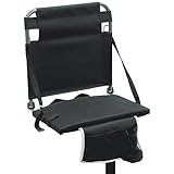 Stadium Seat for Bleachers, Canoe, Kayak with Back Support, Wide Padded Cushion, Cup Holder, Cell Phone Pocket, Fold Flat Design, and Convenient Carrying Strap, Black