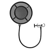 MILISTEN Microphone Pop Filter Studio Windscreen Mic Cover Shield Mesh with Gooseneck Clamp for Audio Vocal Recording Streaming Broadcasting Video Black 560x155x18mm