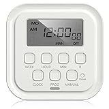 HBN 7 Day Heavy Duty Digital Timer, Dual Outlet, On/Off Programs 3-Prong Programmable Timer, Indoor, for Lamp, Light, Fan, Pets, Home, Kitchen, Office, Appliances, 125V, 15A, 1875W, 60Hz