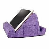 THE DUO Multi-Angle Viewing Stand for iPad, Tablet, Phone - Pillow Tablet Stand with Side Pockets - Portable Tablet Holder for Travel and Work from Home - Purple, 10 x 10 x 6.75 inches