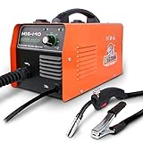 STEGODON MIG 140 Welder Portable Flux Core Wire Automatic Feed 140 Welder Welding Machine w/Free Mask ARC 110V with Electrode Holder,Work Clamp, Input Power Adapter Cable and Brush(Orange)