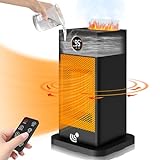 3-in-1 Space Heater with Humidifier, Space Heaters for Indoor Use with Motion Sensor/3D Flame Effect, 2s Fast Safe Heating 1500W Portable Heater for Office/Bedroom/Home/Room/Garage/Electric Heater