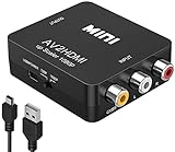 Amtake RCA to HDMI Converter, 1080P RCA Composite CVBS AV to HDMI Video Audio Converter Adapter Compatible with N64 Wii PS2 Xbox VHS VCR Camera DVD, Support PAL/NTSC with USB Power Cable