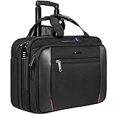 EMPSIGN Rolling Laptop Bag, 17.3 inch Computer Bag for Men & Women, Water Repellent Travel Bag with RFID Blocking Pocket, Overnight Bags with Wheels, Briefcase for Business/Commute/Travel/School-Black