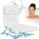 Bath Haven Bath Pillow for Bathtub - Full Body Mat & Cushion Headrest for Women and Men, Luxury Pillows for Neck and Back in Shower Tub or Jacuzzi - Powerful Suction Cups - Spa Accessories Deluxe