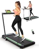 THERUN 2.5HP Treadmill, 2 in 1 Under Desk Walking Pad Electric Compact Space Folding Treadmill for Home Office with LED Touch Screen | 0.6-7.6MPH Wider Running Belt, No Assembly Needed