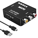 GBOLE RCA to HDMI AV to HDMI Converter 1080P Mini RCA Composite CVBS AV to HDMI Video Audio Converter Adapter Supporting PAL NTSC with USB Charge Cable for PC Laptop Xbox PS4 PS3 VHS VCR DVD TV STB