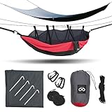 FENG SHUI 2 Person Portable Hammock with Rain Fly & Bug Net - Heavy Duty Hammock with Tree Straps Waterproof Lightweight - Nylon Backpacking Hammock for Survival Trips, Hammock with Mosquito Net