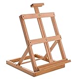 U.S. Art Supply Venice Heavy Duty Tabletop Wooden H-Frame Studio Easel - Artists Adjustable Beechwood Painting and Display Easel, Holds Up to 23' Canvas, Portable Sturdy Table Desktop Holder Stand
