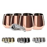 Wills and Elm Stemless Stainless Steel Wine Glasses Set of 4 with Aerator - Unbreakable Metal, Outdoor Wine Glasses, Portable - 18oz Rose Gold