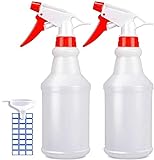 JohnBee Empty Spray Bottles (16oz/2Pack) - Adjustable Spray Bottles for Cleaning Solutions - No Leak and Clog - HDPE spray bottle For Plants, Pet, Bleach Spray, Vinegar, BBQ, and Rubbing Alcohol.