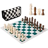 13' Foldable Chess Set for Portability,Travel Fun for All Ages, Featuring a Roll-Up Board, Tournament-Style Mousepad Mat, and Wooden Chess Pieces Handy Grid Chessboard Storage Bag.