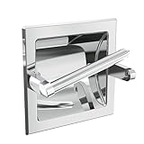 WZKALY Polished Chrome Recessed Toilet Paper Holder, Bathroom Wall Mount Recessed Pivoting Toilet Tissue Roll Paper Holder Include Rear Mounting Bracket 676-C