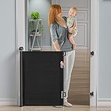 Punch-Free Retractable Baby Gates, BabyBond Baby Gate for Stairs Extra Wide 59” X 33” Tall for Kids Indoor and Outdoor Dog Gates for Doorways, Stairs, Hallways (33 * 59 inches, Black & Punch-Free)