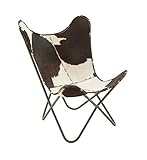 Deco 79 Rustic Leather Round Butterfly Chair, 29' x 30' x 36', White