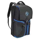ENHANCE Gaming Console Backpack and Storage Case - Compatible with PS5, PS4 Pro & PS4 - Gear Arsenal Storage Compartments, Zippered Pockets for Controllers, Headsets, Games & Accessories - Blue