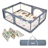 Baby Playpen with Mat, Large Baby Play Yard for Toddler, BPA-Free, Non-Toxic, Safe No Gaps Playards for Babies, Indoor & Outdoor Extra Large Kids Activity Center 79'x59'x26.5' with 0.4' Playmat