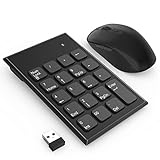 Wireless Number Pad and Mouse Combo 2.4G with 3 Adjustable DPI 800/1200/1600, Portable Ultra Slim USB Wireless Numeric Keypad and Mouse for Laptop Desktop PC and Notebook, with ONE USB Receiver