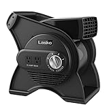 Lasko High Velocity Pivoting Utility Blower Fan, for Cooling, Ventilating, Exhausting and Drying at Home, Job Site, Construction, 2 AC Outlets, Circuit Breaker with Reset, 3 Speeds, 12', Black, U12104