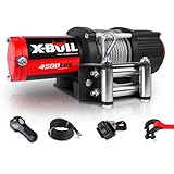 X-BULL Winch 4500LBS Steel Cable Electric Winch with Roller Fairlead, Wired Handle and Wireless Remote,Easy to Install