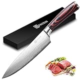 Chef Knife - PAUDIN N1 8 inch Kitchen Knife, German High Carbon Stainless Steel Sharp Knife, Professional Meat Knife with Ergonomic Handle and Gift Box for Family & Restaurant
