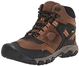 KEEN Men's Ridge Flex Mid Height Waterproof Hiking Boots, Bison/Golden Brown Wide, 11