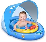 LAYCOL Baby Pool Float with UPF50+ Sun Protection Canopy & Toy Play Console for Infant, Toddler, Adjustable Safety Seat for 3-36 Months