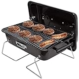 Duke Grills Omaha Go Anywhere Portable Charcoal Grill with Lid - Mini Table Top Grill for Camping, Boat, Tailgate, BBQ - Sturdy Steel Design - Foldable Legs - 6 Burgers, 4 Dogs