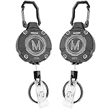 2 Pack Heavy Duty Retractable Keychain ID Badge Reels Retractable Carabiner Badge Holder with 31.5” Steel Cord, 9.0 oz