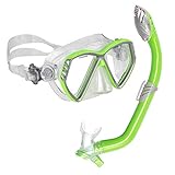U.S. Divers Junior Regal Kids Swimming Mask and Dry Top Snorkel Youth Combo Set, Slime Green