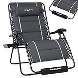 UDPATIO Zero Gravity Chair 33In Oversized XXL Patio Anti Gravity Chairs Outdoor Lounge Folding Adjustable Recliner with Cup Holder, Foot Rest & Padded Headrest, Support 500lbs