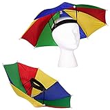 Windy City Novelties - Rainbow Umbrella Hat for Adults and Kids | for Summer Party Favors Hiking Camping Beach Wearables Sun Protection