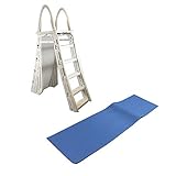 Confer Adjustable 48-56 Inch Above-Ground Swimming Pool Ladder and Hydrotools 9 x 24 Inch Protective Ladder Mat