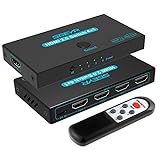 SGEYR HDMI 2.0 Switch 4 Port, HDMI Switch Splitter 4 in 1 Out, Metal HDMI Switcher 4K with IR Remote, Support HDCP 2.2 Support 4K@60Hz Ultra HD 3D 2160P 1080P, Compatible for PS3/PS4,Xbox
