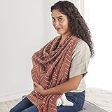 Itzy Ritzy Breastfeeding Boss Multi-Use Cover – A Nursing Cover, Swaddle, Car Seat Cover, Tummy Time Mat and Burp Cloth All in One – Made of Muslin Fabric & Measures 47” x 47”, Mudcloth