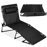 Best Choice Products Patio Chaise Lounge Chair, Outdoor Portable Folding in-Pool Recliner for Lawn, Backyard, Beach w/ 8 Adjustable Positions, Carrying Handles, 300lb Weight Capacity - Black