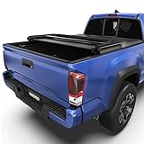 oEdRo Soft Tri-fold Truck Bed Tonneau Cover Compatible with 2016-2023 Toyota Tacoma with 5ft Bed, Fleetside with Track Rail System(Excl. Trail)