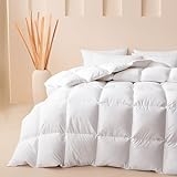Cosybay Queen Goose Feather Down Comforter, Ultra Fluffy Down Duvet Insert Queen Size, All Season White 100% Cotton Cover Luxury Hotel Bed Comforter with Corner Tabs, 90'x90'