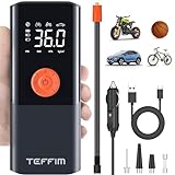 Tire Inflator Portable Air Compressor with Digital Pressure Gauge, 12V Smart Air Pump for Car Tires, Motorcycle, Electric Bike, Bicycle, Sports Balls with 10000mAh Battery & LED Light