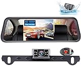 LeeKooLuu Backup Camera Mirror Plug and Play - Easy Set up Clear Image Color Night Vision Rear View Mirror Kit DIY Guide Lines Waterproof HD 1080P 4.3' Monitor with for Car/Truck/SUV/Minivan LK1