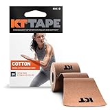 KT Tape, Original Cotton, Elastic Kinesiology Athletic Tape, 20 Count, 10” Precut Strips, Beige