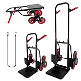 Stair Climber Hand Truck Dolly, Heavy Duty 330 Lb Capacity Trolley Cart with Telescoping Handle and Rubber Wheels 6 Rubber Wheels and Rope for Moving Logistics Warehouse