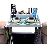 Docktail Pontoon Utility Table with Cup Holders and Storage - Mounts on 1 1/4' Square Pontoon Rail - Package Includes Mount - Perfect Marine Grill Accessory - Durable, Weatherproof and Portable
